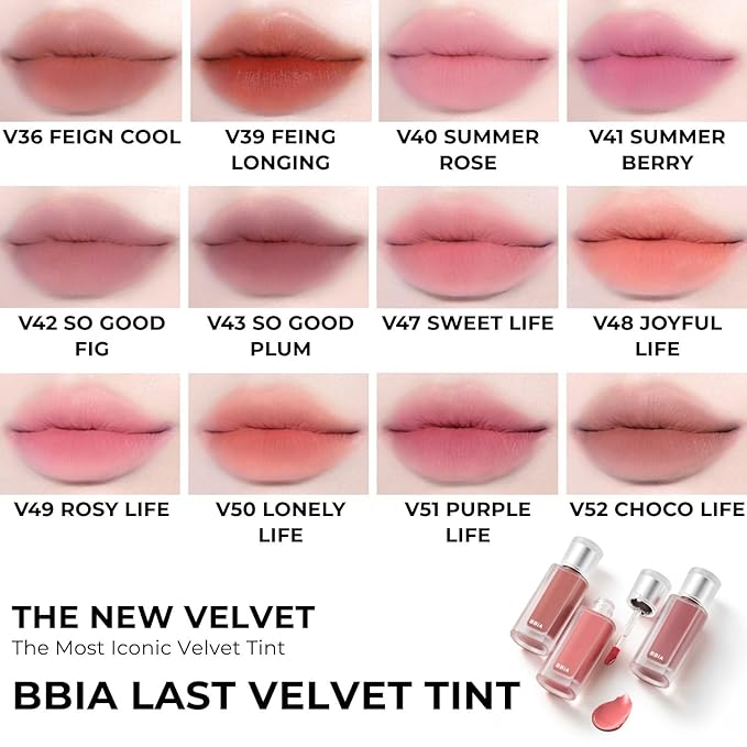 BBIA Last Velvet Tint NEW - Soft Creamy Matte Finish Lip Stain, Blur Effect & Velvety Texture, Long-Lasting, High Pigment, Non-Drying, Vegan, Korean Lip Makeup (V23 ROMANTIC NOTE, Pack of 1)