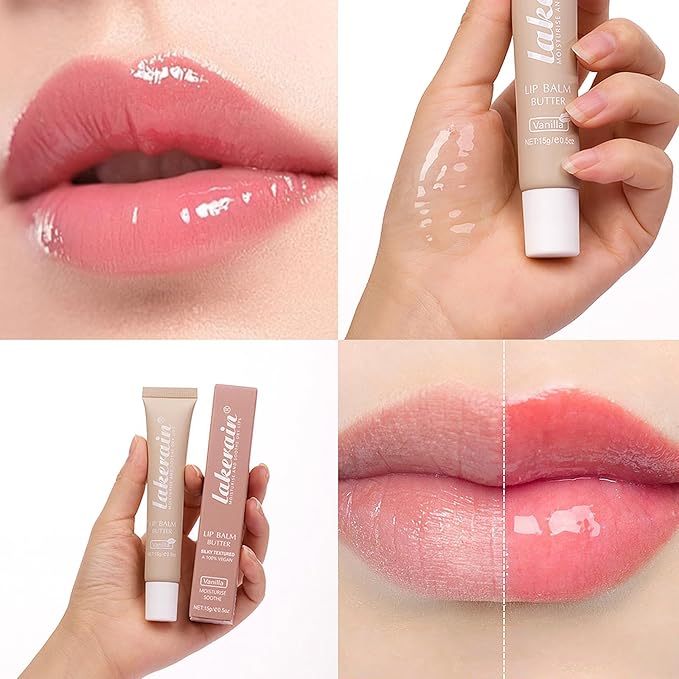Lip Butter Balm, Day/Night Hydrating Lip Mask, Moisturizing Lip Balm Butter, Ultra-Nourishing Lip Care Moisturizer, Lip Butter Gloss Shine Lip Glow Oil Makeup#1 Vanilla