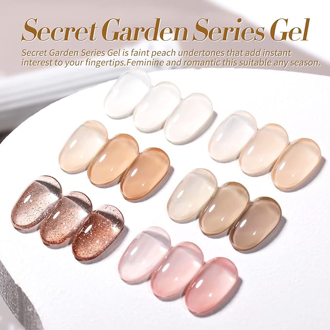 Born Pretty Jelly Gel Nail Polish Nude Set Crystal Transparent Translucent Sheer Clear 6 Colors Gift Collection Manicure Kit