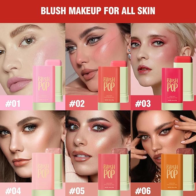 Soft Creamy Highlighter Blush Stick, Silky Smooth Shimmer Bronzer Stick,Waterproof Blendable Natural Glow Highlighter Makeup Stick, Lightweight Body Face Illuminator Luminizer,06 Golden Brown