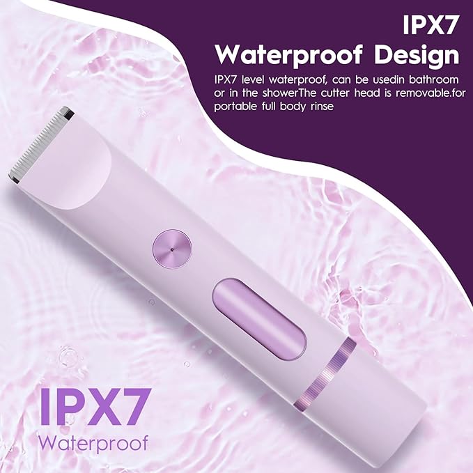 2025 Upgraded Dermave Bikini Shaver - 2 in 1 Bikini Trimmer for Women with LCD Display, Dual Head Cordless Electric Shaver, IPX7 Waterproof Wet/Dry Body Hair Trimmer for Face,Purple