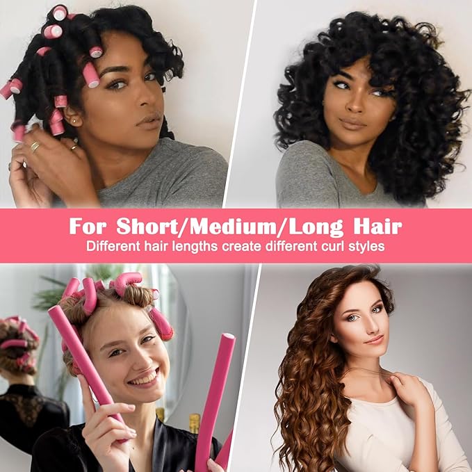 AIDUCHO Heatless Hair Curlers 42PCS Flexible Hair Rollers 7" Soft Foam Hair Curlers No Heat Bendable Curling Rods for Short Medium Long Hair, 7 Colors & Sizes