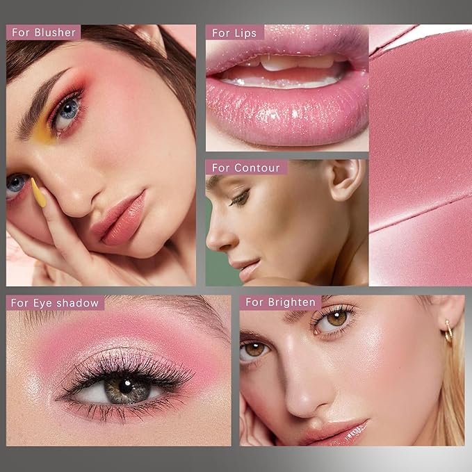 3 Pcs Cream Blush Contour Highlighter Stick for Cheeks Eyes Lips Lightweight Dewy Finish Blush Stick Waterproof Long Lasting Contour Stick Trio Wand Face Makeup Set for Girls and Women (2+5+6)