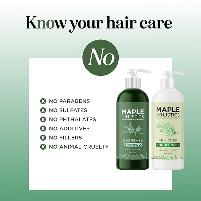 Shampoo and Conditioner for Oily Hair and Scalp - Sulfate and Paraben Free Shampoo and Conditioner Set for Oily Hair with Deep Cleansing Tea Tree Oil - Vegan Color Safe & Cruelty Free (16 Fl Oz)