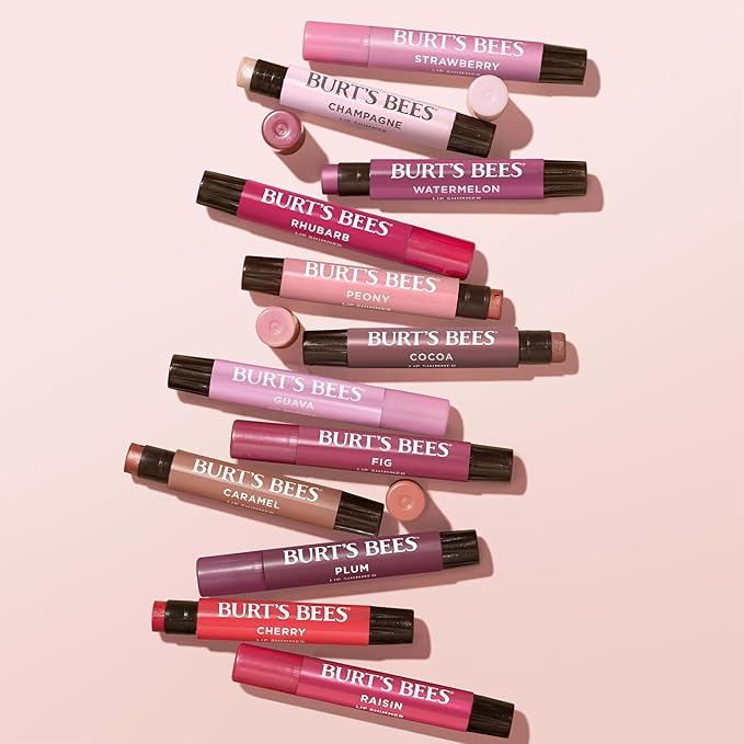 Burt's Bees Lip Shimmer Pink Collection, Tinted Lip Balm Stick, Moisturizing for All Day Hydration with Natural Glowy Pigmented Finish & Buildable Color, 3 Shades; Value Pack, 3 Tubes x 0.09 Oz