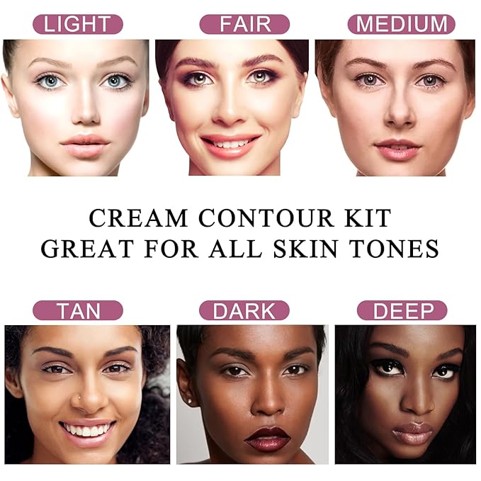 Youngfocus Cosmetics Cream Contour Best 8 Colors Contouring Foundation - Highlighting Makeup Kit/Concealer Palette - Vegan, Cruelty Free and Hypoallergenic - Instruction Manual（Deep Pink）