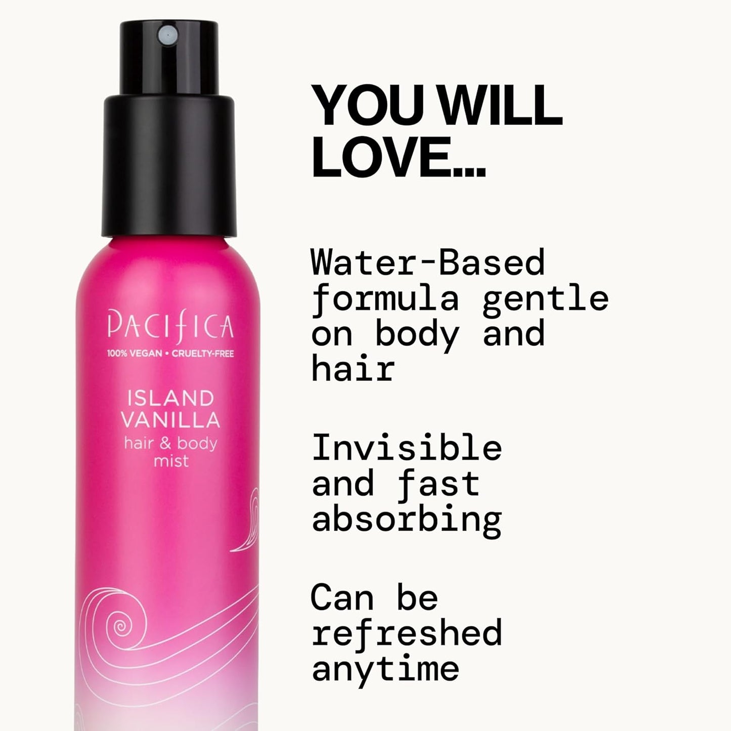 Pacifica Hair Mist Perfume & Full Body Spray for Women - Island Vanilla Body Mist Fragrance w/Sugar, Vanilla & Sandalwood Clean Beauty Alcohol-Free, Vegan & Cruelty-Free, 5 oz