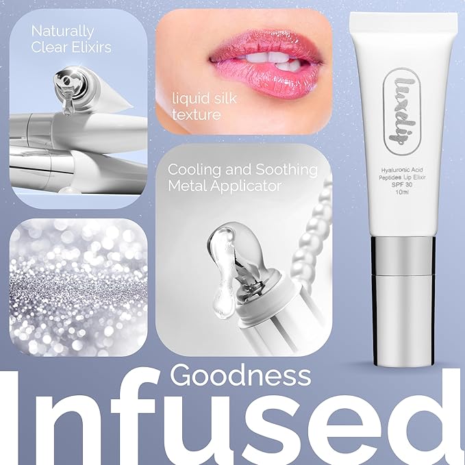 Tinted Lip Balm Elixir for OIder Women, Hydrating Vegan Lip Care with Sheer Color & Moisturizing Glow – Non-Sticky Nourishing Lip Treatment for Soft, Smooth Lips (Naturally Clear 10ml)