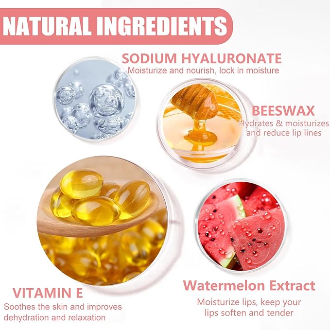 Bee Lip Balm Honey Pot,1Pcs Watermelon Lip Balm Moisturizing Lip Sleeping Mask Hydrating Prevention Dry & Cracked Lip Exfoliator Lip Wrinkle Lip Care Lip Mask Overnight Reduces Lip Line (Watermelon)
