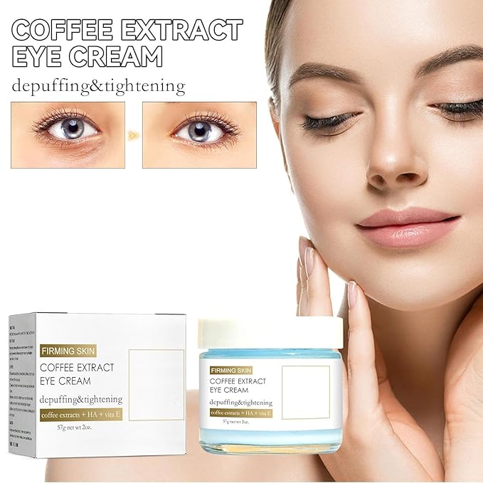 Caffeine Eye Cream, Caffeine Eye Cream, Caffeine Anti-Wrinkle Overnight Eye Cream, Firms and Reduces Eye Bags, Wrinkles, Dark Circles, and Fine Lines (2PCS)
