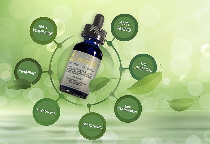 Double Stem Cell Silver Serum - Anti-aging, Anti-wrinkle and Skin Rejuvenation Treatment for Face and Neck, Scar and Acne Treatment, Moisturizer, Skin Hydration