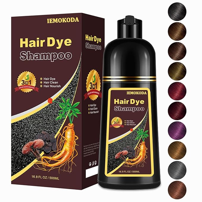 Coffee Hair Dye Shampoo 3 in 1, Long-lasting & Natual Hair Color Shampoo, Herbal Ingredients Natural Shampoo Hair Dye Effect in Minutes, Gifts for Men Women 500ml