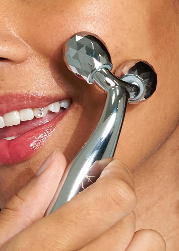 Pacifica Future Youth Stainless Steel Face Roller – Cooling Dual Gua Sha Facial Massager for Sculpting, Contouring & De-Puffing – Anti-Aging Skin Care Tool for Wrinkles & Fine Lines Lymphatic Drainage