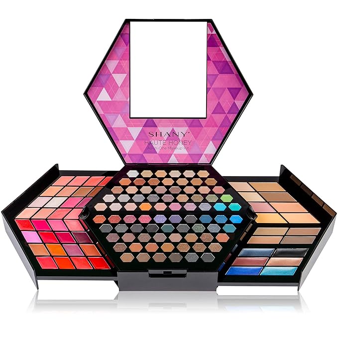 SHANY Haute Honey Makeup Set - All-in-One Makeup Kit with 80 Eyeshadows, 32 Lip Colors, 6 Gel Eyeliners, 4 Face Powders, 4 Blushes, and 4 Eyebrow Powders