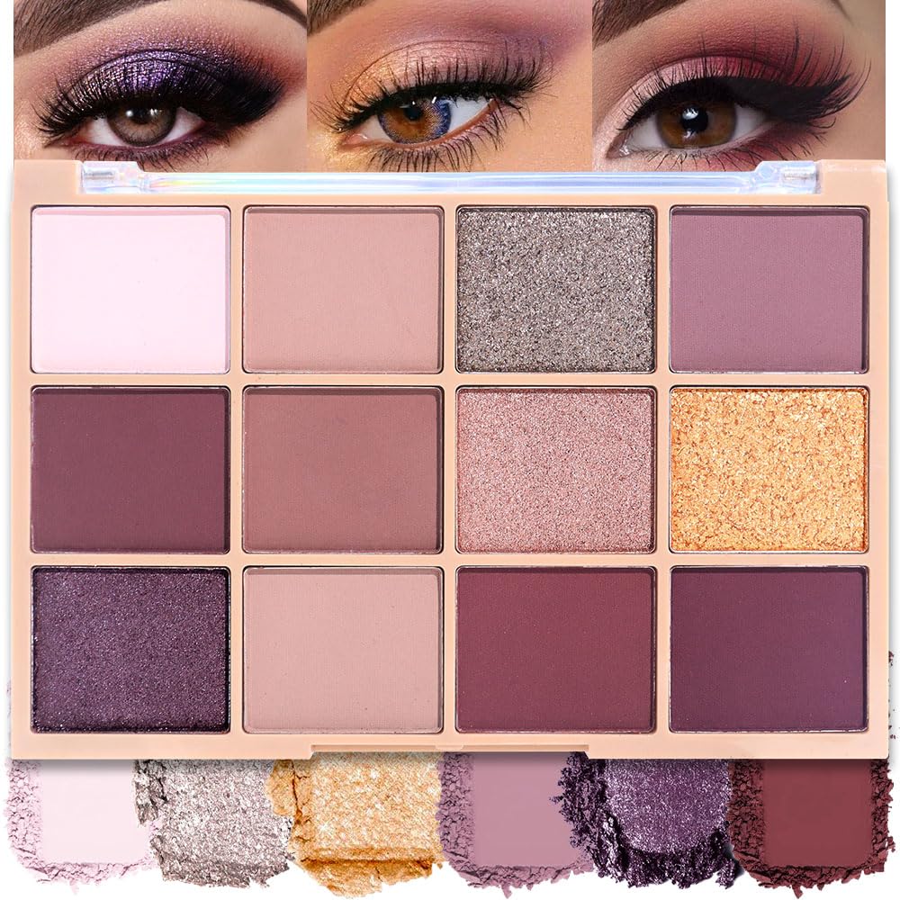 SUAKE Neutral Smokey Eye Shadow Palette,Nude Mauve Rose Gold Cream Eyeshadow Palette,Make Up Pallets for Women, Highly Pigmented Long Lasting Naturing-Looking,Blendable,Vegan