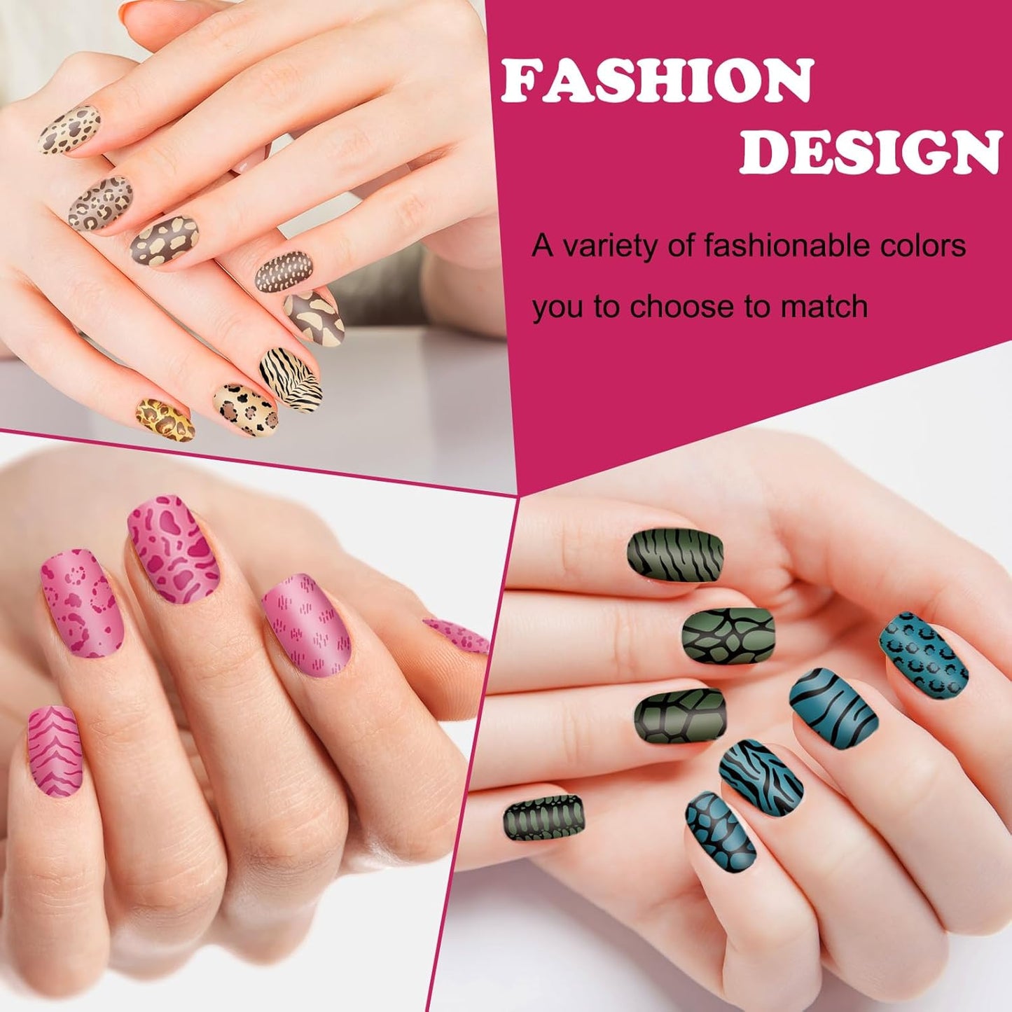 Whaline 6Pcs Animal Print Nail Plates Stamping Set Leopard Print Stamp Templates Nail Art Plates for DIY Print Manicure Salon Design Gift