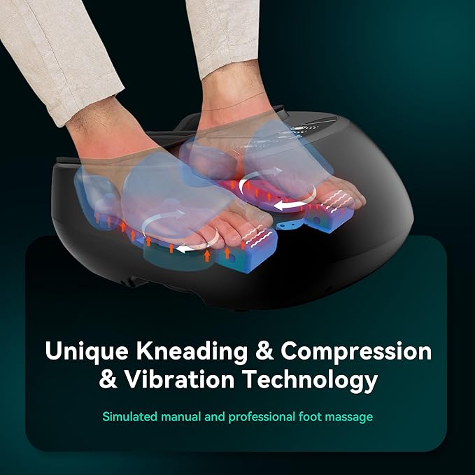 Snailax Foot Massager with Heat Compression Vibration Shiatsu Feet Massager for Plantar Fasciitis Neuropathy, Remote Control, Up to Size 13, Gifts for Dad, Mom Heated Foot Warmer