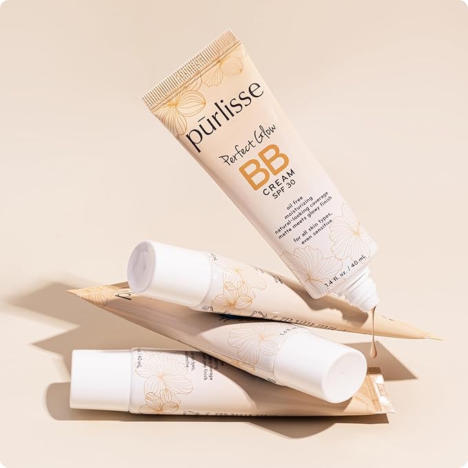 pūrlisse Perfect Glow BB Cream with SPF 30 - Matte Meets Dewy Finish - Enriched with Goji & Hawthorn Berry to Help Improve Skin Texture & Radiance - Medium Warm (1.4 oz)