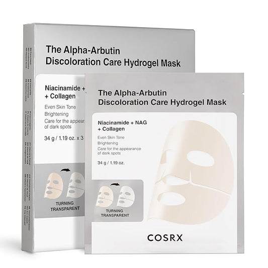COSRX The Alpha-Arbutin Discoloration Care Hydrogel Face Masks Skincare 3 EA, Collagen Face Mask, Travel Essentials, Overnight Face Mask, Korean SkinCare