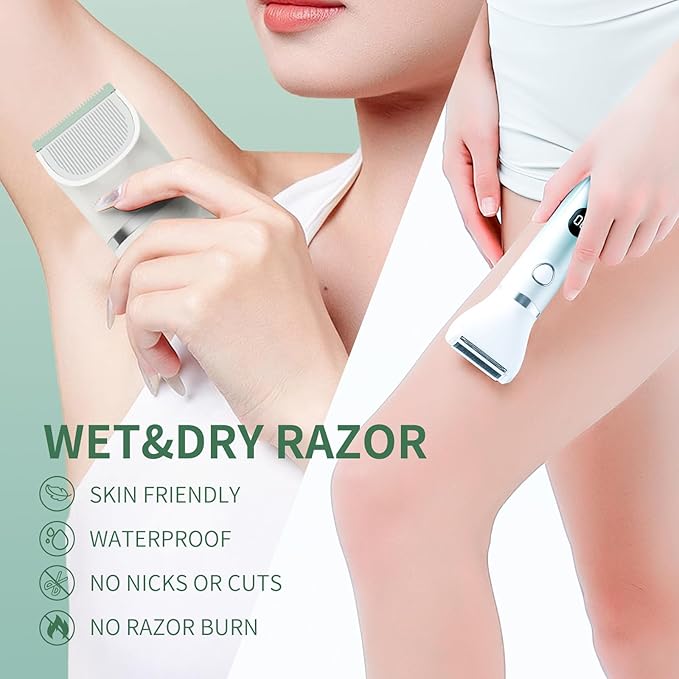 RUIM Bikini Trimmer for Women, 3-in-1 Electric Razors for Women, Waterproof Rechargeable Pubic Hair Trimmer with LED Display