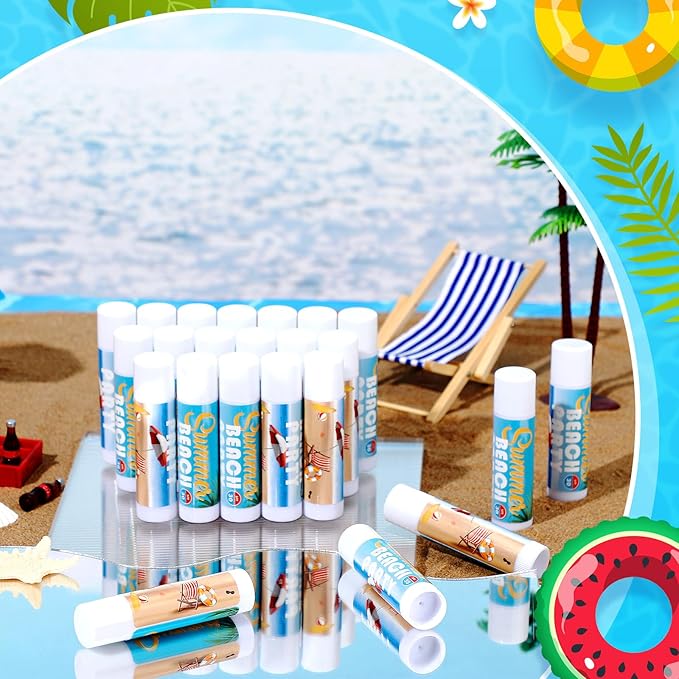 24 Pcs Sunscreen Lip Balms for Summer Beach Party SPF 30 Sunscreen Lip Balms Sticks Bulk Outdoor Travel Sunscreen Care Lip Balm for Thank You Gifts Summer Beach Wedding Party Supplies