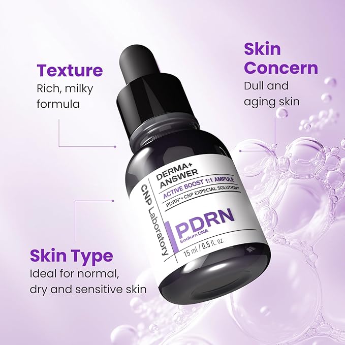 CNP PDRN Active Boost Face Serum - Smoothing Fine Lines & Wrinkle, Rejuvenating & Firming Skin, Anti-aging Booster with Collagen, Korean Skin Care, 1.01 fl. oz. (30ml)