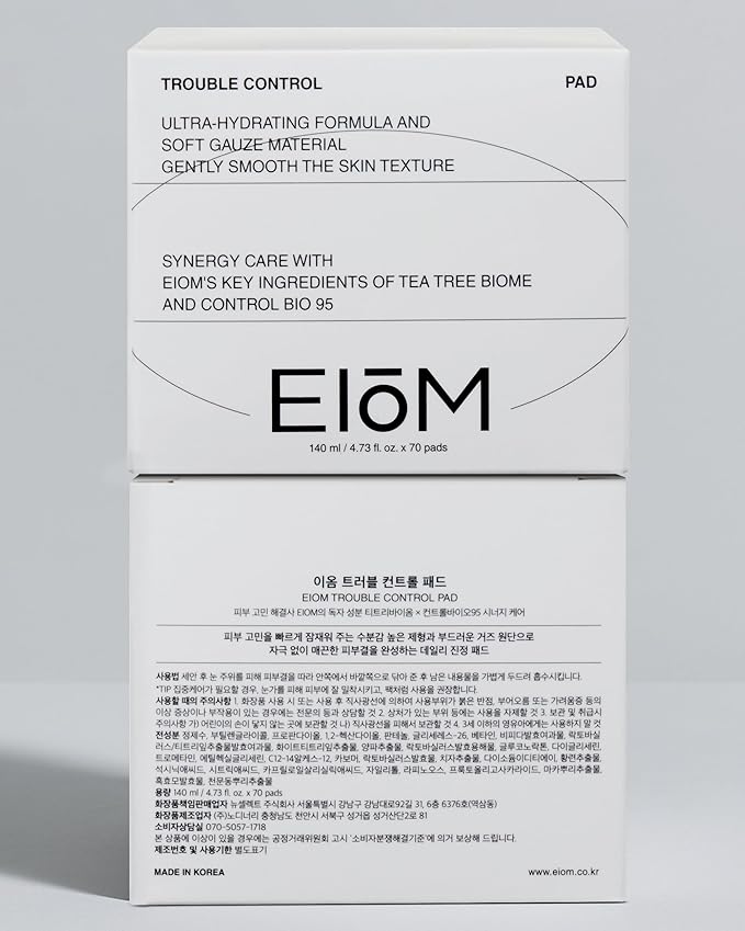 Trouble Control Pad | Korean Toner for Oily, Sensitive & Acne-Prone Skin – Exfoliating Facial Pads with Dual Cotton Rounds & Calming Botanicals (70 Pads)