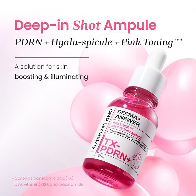 CNP PDRN + Tranexamic Acid Serum 15%, Pink Toning Skin Booster, Niacinamide & Micro-spicules, for Glass Skin, Korean Skin Care, 1. 18 fl. oz.