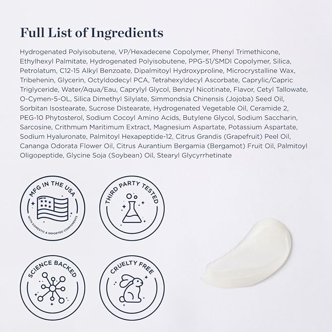 Anti Aging Lip Enhancer- Plumping Formula for Fuller, Hydrated Lips - Visibly Volumize, Smooth Lips w/Collagen Supporting Agents- Hyaluronic Acid, Ceramides, Peptides- No Sting/Burn