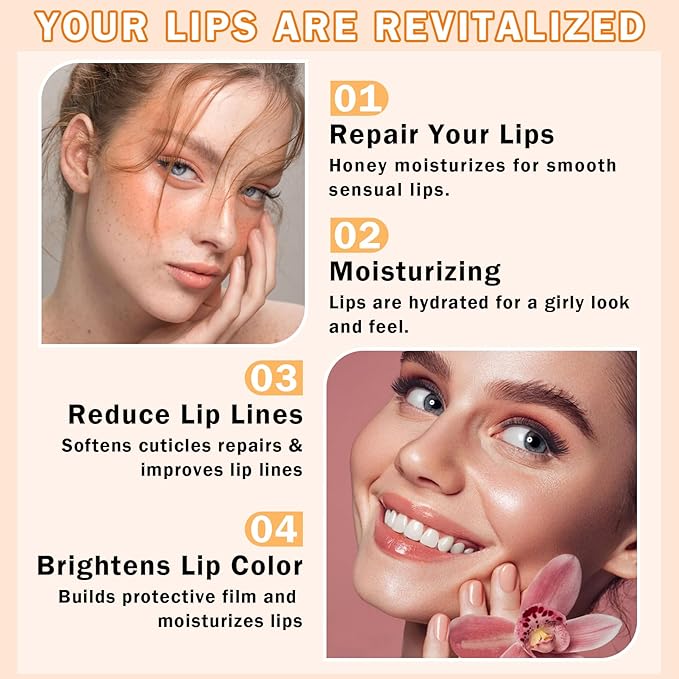 3PCS Bee Lip Balm Honey Pot Honey Watermelon Green Apple Lip Balm Lip Sleeping Mask Moisturizing Hydrating Bee Lip Balm Lip Care Products for All Skin Types (Honey Watermelon Green Apple)