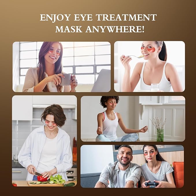 Caffeine Brightening Eye Masks - Under Eye Patches for Dark Circles, Eye Bag, Wrinkle, Puffiness with Hyaluronic Acid - Hydrating Eye Masks for Women and Men, Less Tired