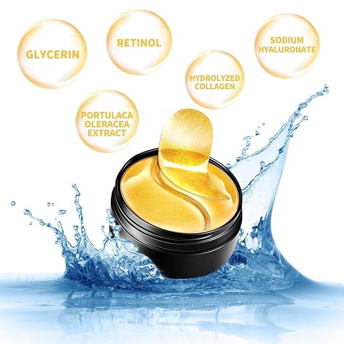 Under Eye Patches, 120 Pcs Golden Under Eye Mask, Eye Treatment Mask for Under Eye Bags, Dark Circles, Puffy Eyes, Fine Lines, Anti-Aging and Anti-Wrinkle, Collagen Eye Mask Skincare