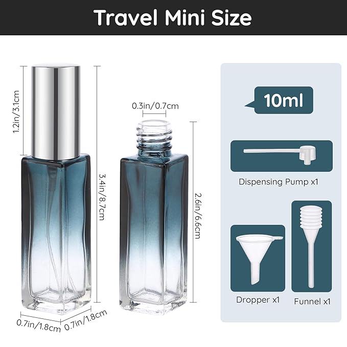 Segbeauty Refillable Perfume Bottle Travel, 5 Set of 10ML Pocket Glass Perfume Atomizer, Empty Fine Mist Mini Travel Bottles Set Cologne Atomizer Dispenser Fragrance Sprayer Cosmetic Container