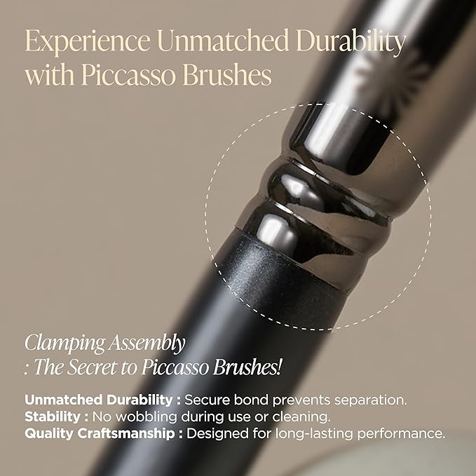 Piccasso 163 Foundation Brush – Dense Makeup Brush for Liquid & Cream Foundation, Soft Synthetic Bristles for Flawless Coverage and Face Makeup, Professional Korean Beauty Tool for Daily