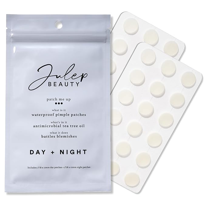 Julep Patch Me Up Waterproof Pimple Patches for Face – 72 Hydrocolloid Clear Acne Patches with Tea Tree Oil, Ultra-Thin Acne Stickers, Reduces Blemishes & Scarring – 48 8mm & 24 12mm Patches