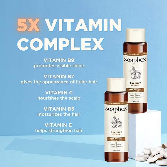 Soapbox Coconut Oil Conditioner, Sulfate & Paraben Free, Silicone Free, Color Safe, and Vegan Hair Conditioner (33.8 Ounces)