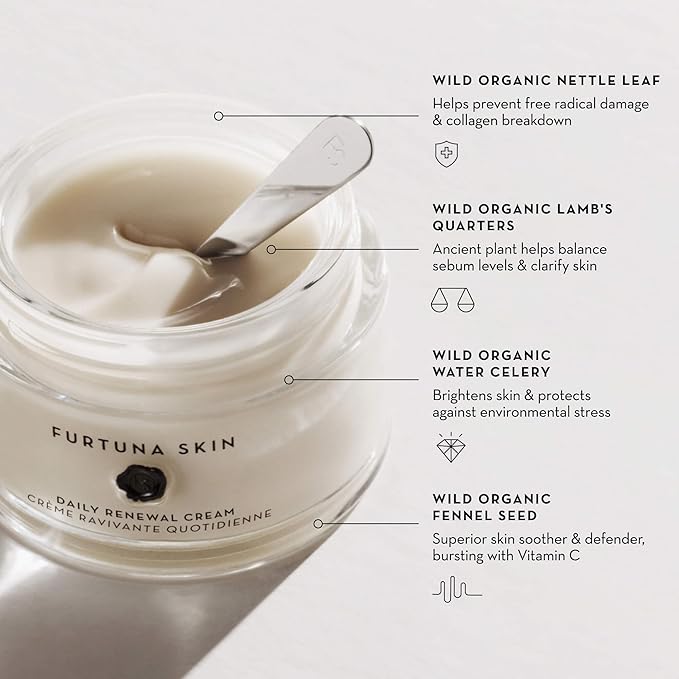 Furtuna Skin Daily Renewal Cream - Daily Moisturizer, Advanced Skin Hydration Technology, Radiance & Balance Enhancing, 95 Percent Natural