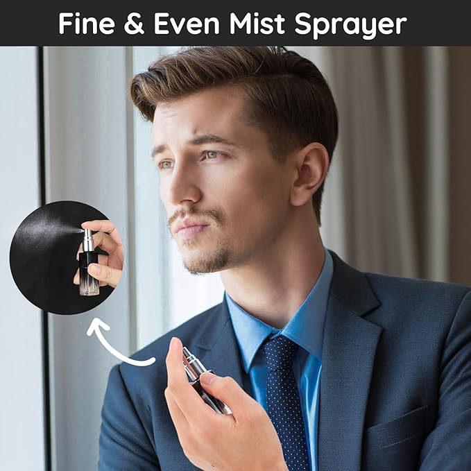 Segbeauty Refillable Perfume Bottle Travel, 5 Set of 10ML Pocket Glass Perfume Atomizer, Empty Fine Mist Mini Travel Bottles Set Cologne Atomizer Dispenser Fragrance Sprayer Cosmetic Container