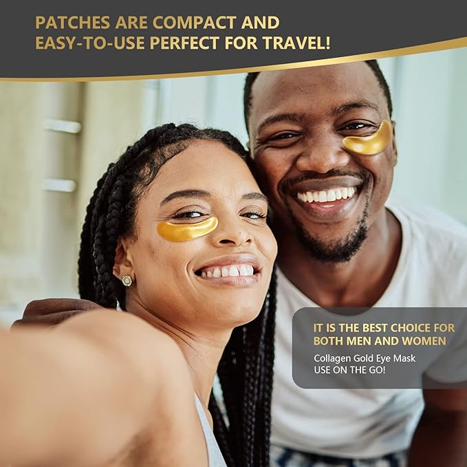 24K Gold Eye Mask, 30 Pairs, Natural Anti-aging Eye Pads for Puffy Eyes, Dark Circles, and Eye Bags with Amino Acid & Collagen, with Revitalize and Hydrate Your Skin