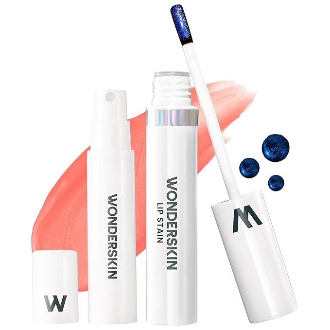 Wonderskin Wonder Blading Lip Stain Peel Off and Reveal Kit - Long Lasting, Waterproof Pink Lip Tint, Transfer Proof Natural Lip Stain Kit (Crush)