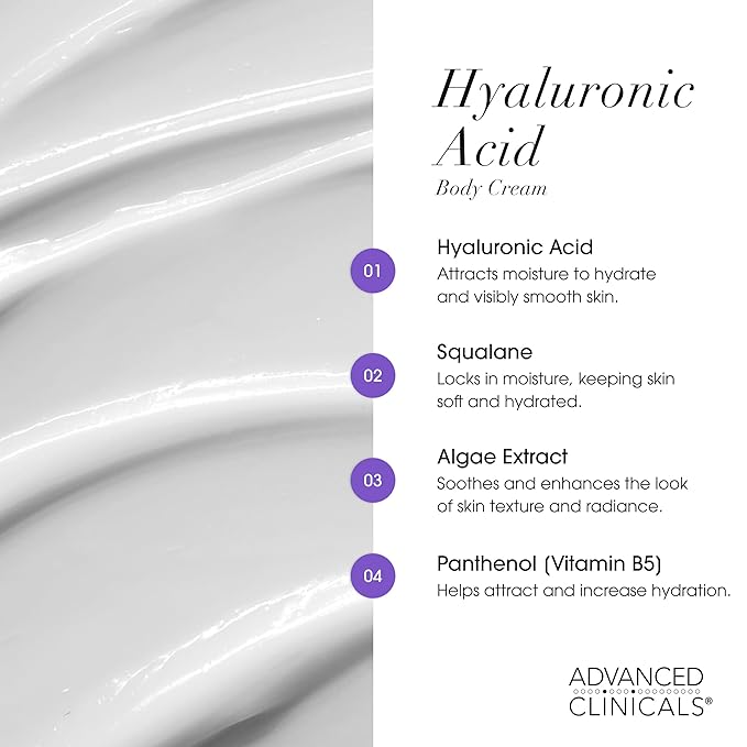 Advanced Clinicals Hyaluronic Acid Face Moisturizer Gel Cream + Hyaluronic Acid Body Cream 2pc Hydrating Skincare Set For Women & Men To Reduce Appearance Of Dry Skin, Wrinkles, & Fine Lines, 2pc Set
