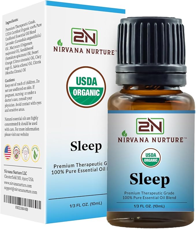 Sleep Blend USDA Certified Organic, 100% Pure and Premium, Undiluted, Sleep, Aromatherapy, Calm, Relax
