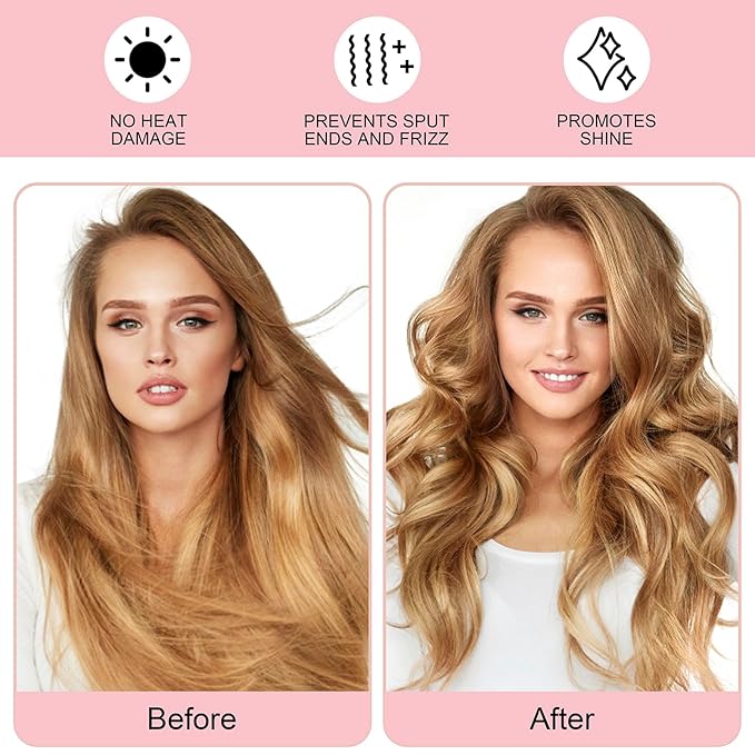 Upgraded 60" Extra Long Soft Heatless Hair Curlers to Sleep In, No Heat Hair Rollers (Pink)