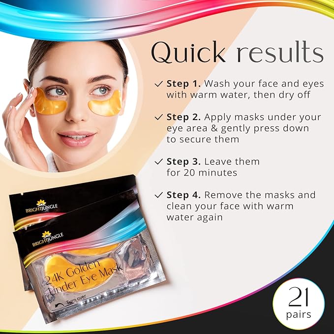 Under Eye Patches - Collagen Eye Pads for Dark Circles and Puffiness, Under Eye Masks for Women, Rich in Nutrients, Peptides, Restores Skin Firmness, Intense Hydration
