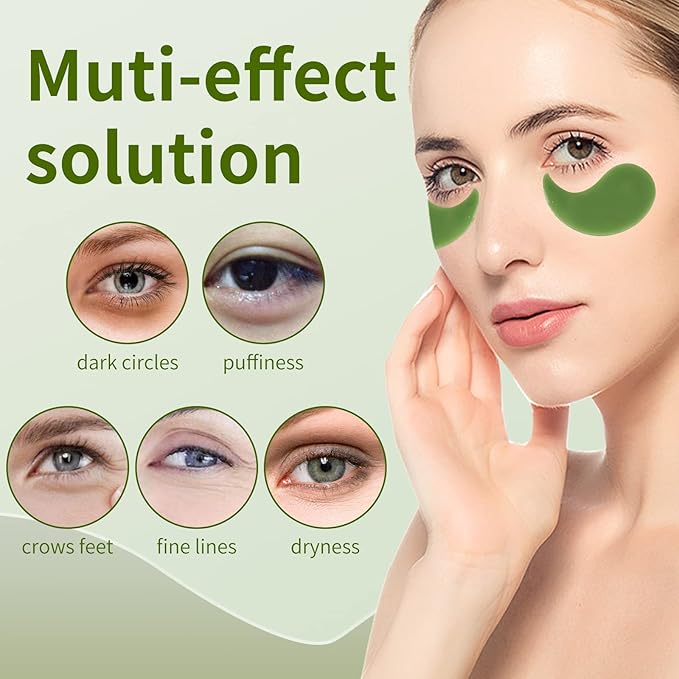 Green Seaweed Under Eye Masks (60 pcs),Eye Hydrolyzed Collagen Patches, Eye Gel Treatment Masks,Eye Pads for Dark Circles,Puffy Eyes,Under Eye Bags,Moisturizing,Anti-aging