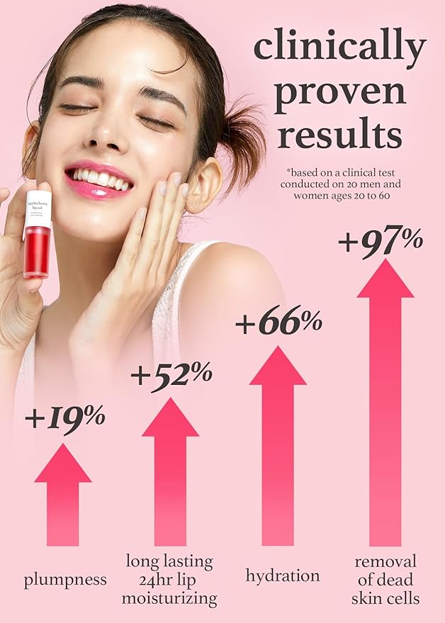 NOONI Korean Vegan Lip Oil - Applefig, 0.12 Fl Oz + Korean Lip Oil - Applecherry, 0.12 Fl Oz Bundle