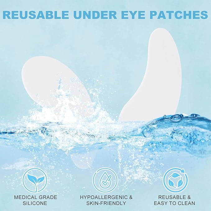 Under Eye Patches 2 Pairs, Silicone Reusable Eye Patches, Under Eye Mask for Skin Care Effect to Reduce Wrinkles and Fine Lines (Black, White)