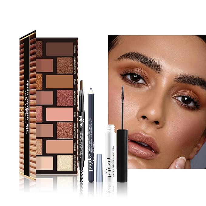 All in One Makeup Kit, Full Starter Essential Makeup Kit for Women Beginners Includes Eyeshadow Palette Lipstick Mascara Eyebrow Pencil Concealer Brush Set