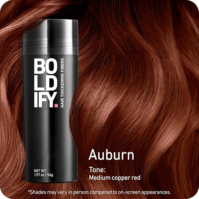 BOLDIFY Hair Fibers (56g) - Fill In Thinning and Fine Hair for an Instantly Fuller, Thicker Look - 14 Shades for Women & Men - Auburn