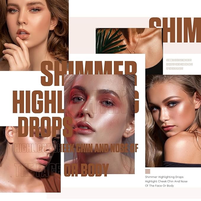 Shimmer Body Luminizer 5 Color Waterproof Smooth Face Body Glow Illuminator Non-sticky Liquid Body Highlight Illuminator for Face & Body & Leg (80 ML, 05 Rose Gold)